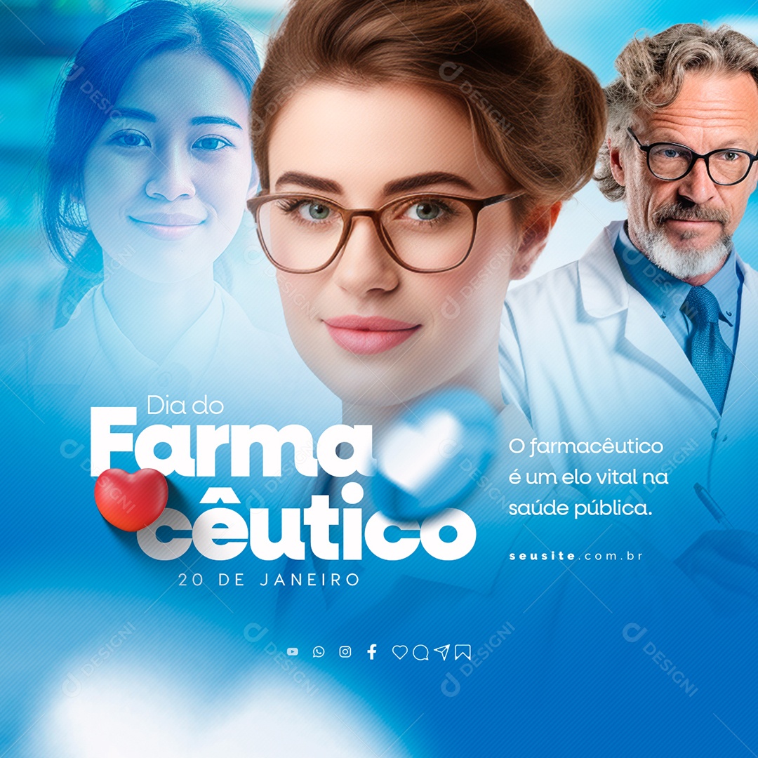 Dia Do Farmacêutico 20 De Janeiro é um elo vital na saúde pública Social Media PSD Editável