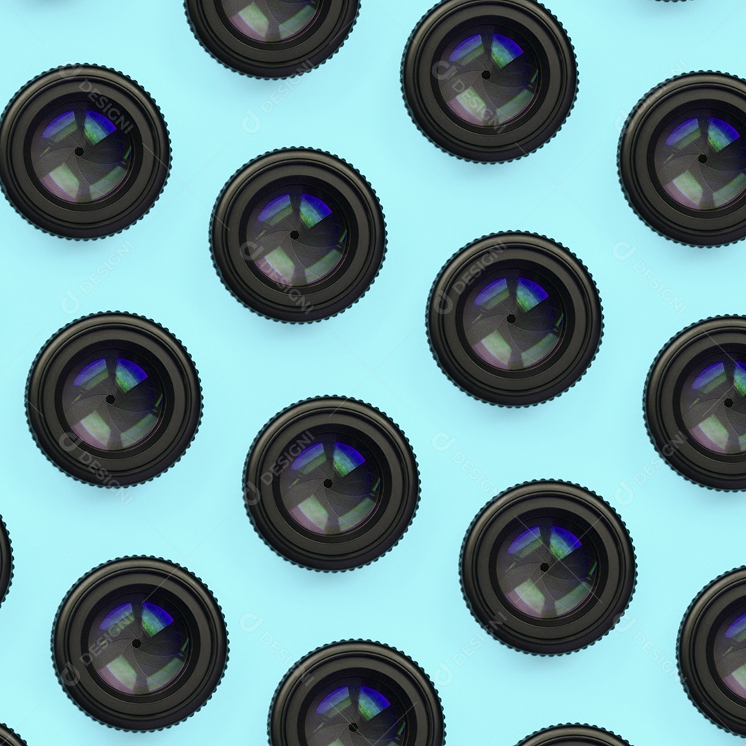 Lentes de camera em fundo azul