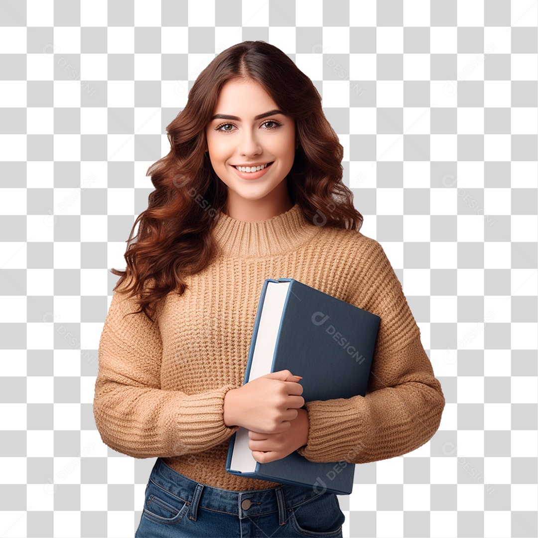 Jovem com Livro Nas Mãos PNG Transparente