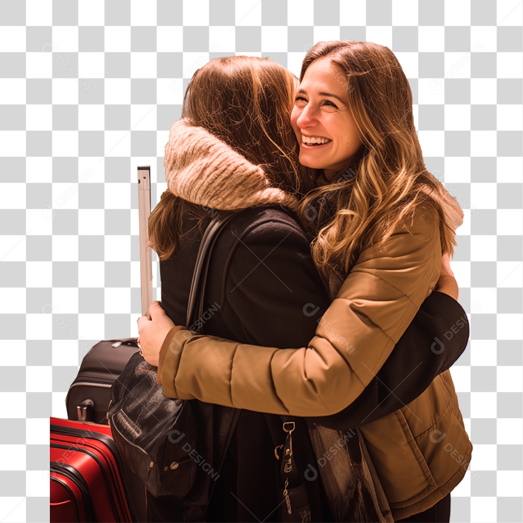 Mulheres se Abraçando Alegres PNG Transparente