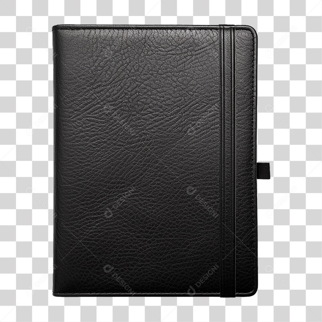 Caderno de Couro Preto PNG Transparente