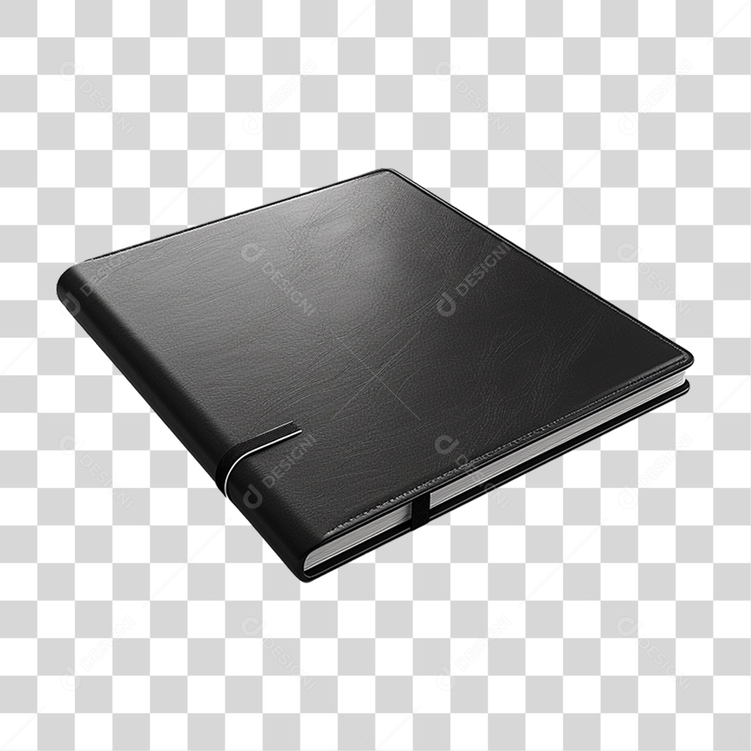Caderno de Couro Preto PNG Transparente