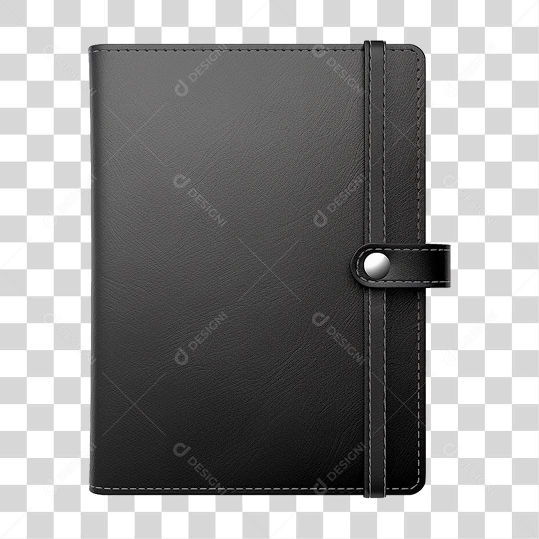 Caderno de Couro Preto PNG Transparente