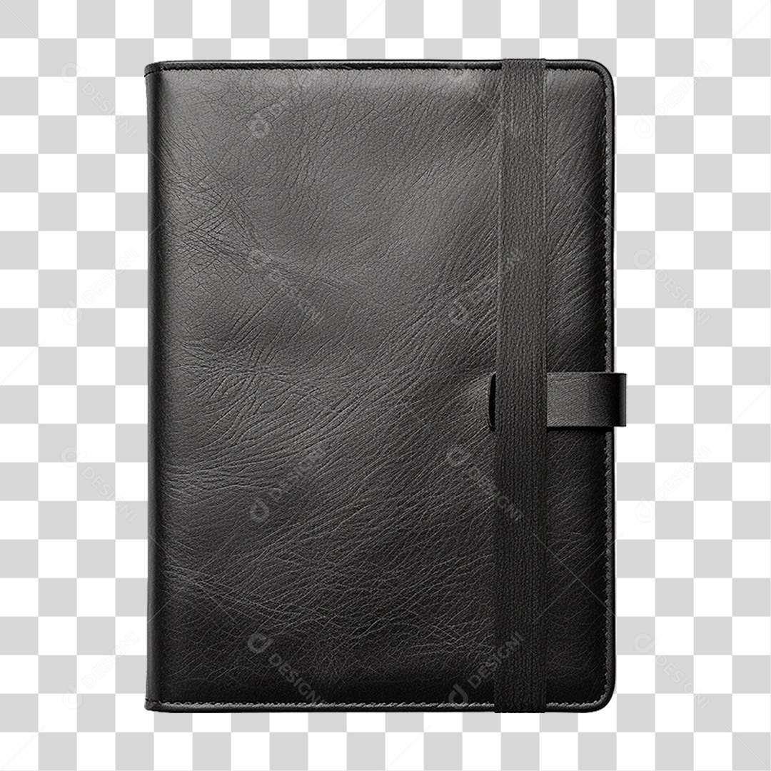 Caderno de Couro Preto PNG Transparente