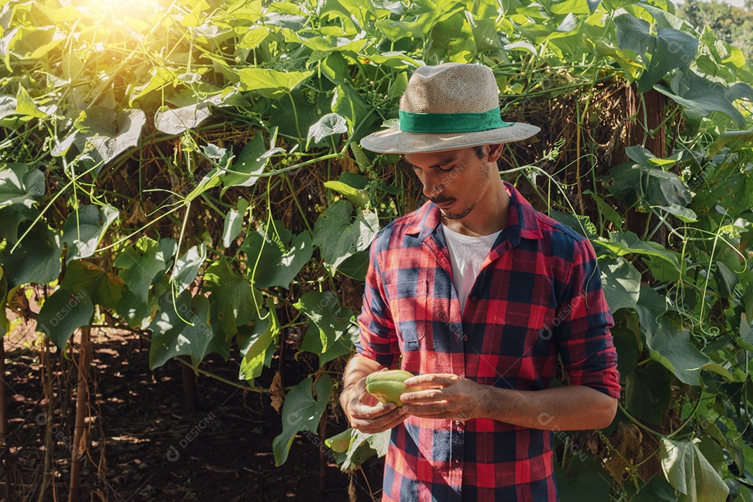 Retrato de um agricultor em uma fazenda