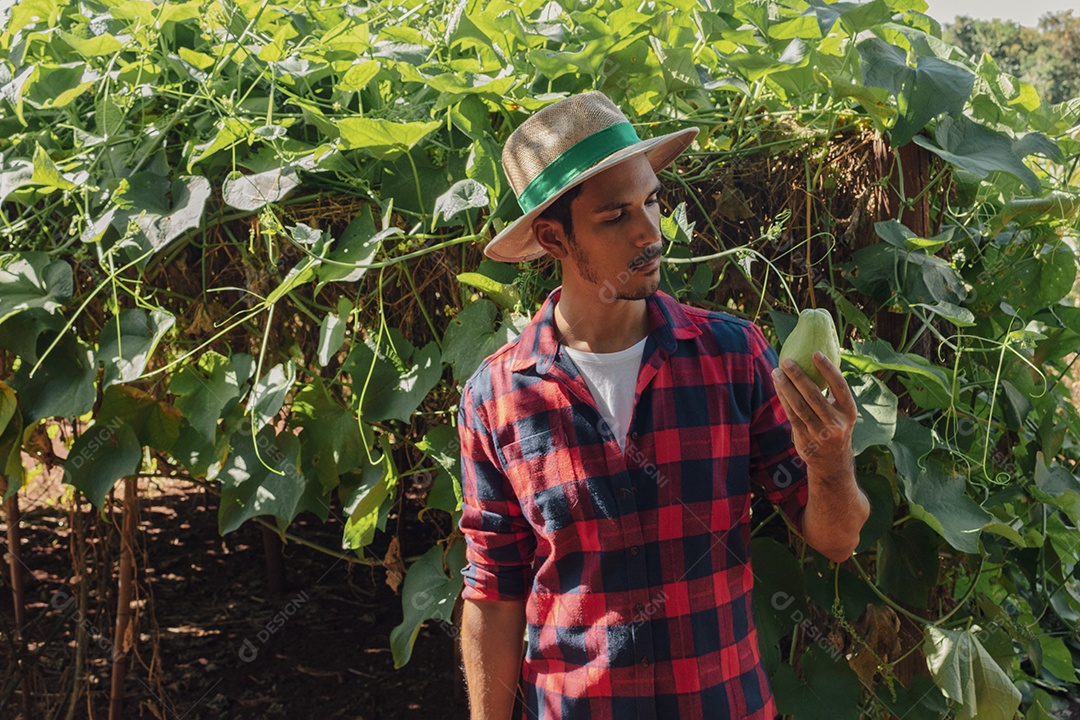 Retrato de um agricultor em uma fazenda