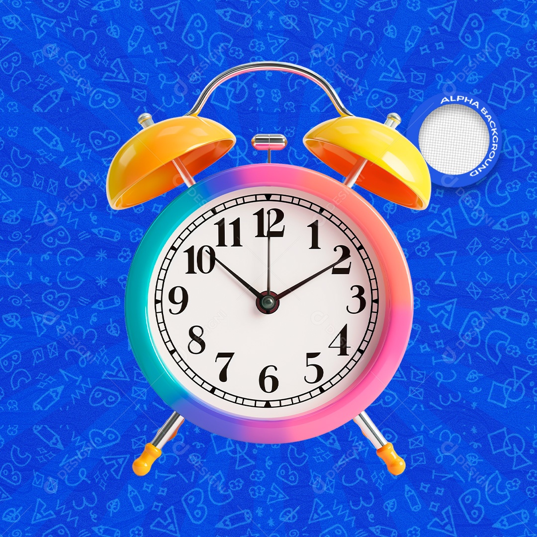 Relógio Despertador Elemento 3D  para Composição PSD
