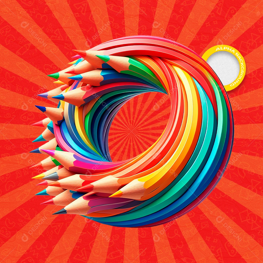 Lápis para Colorir Elemento 3D para Composição PSD