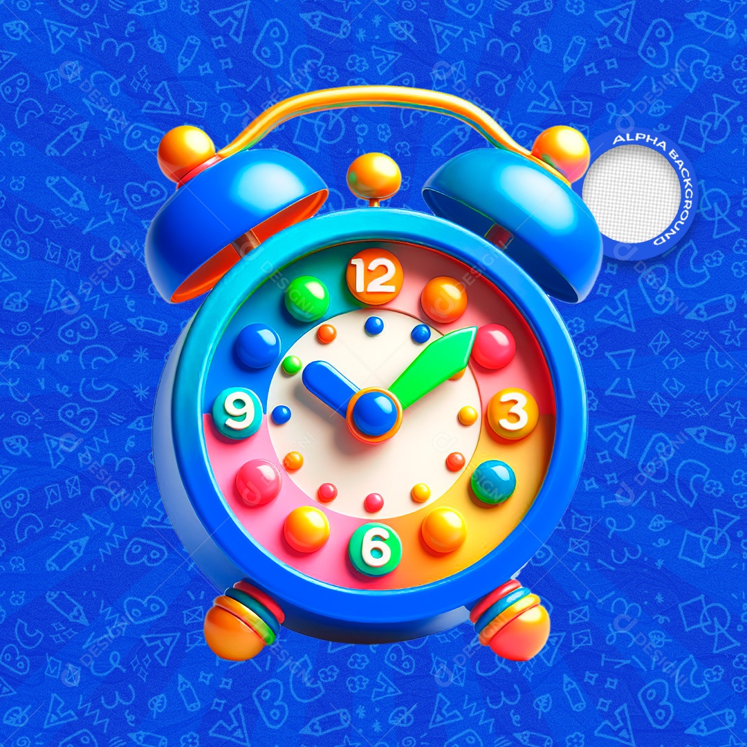 Relógio Despertador Elemento 3D  para Composição PSD