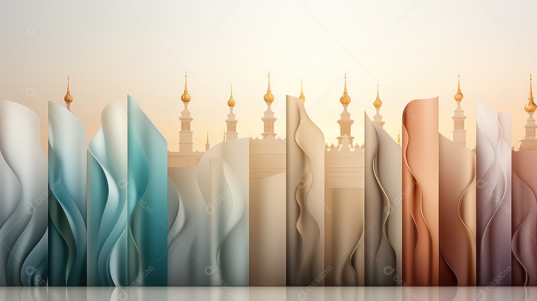 Fundo do pódio no estilo de férias do Ramadã com lanterna.