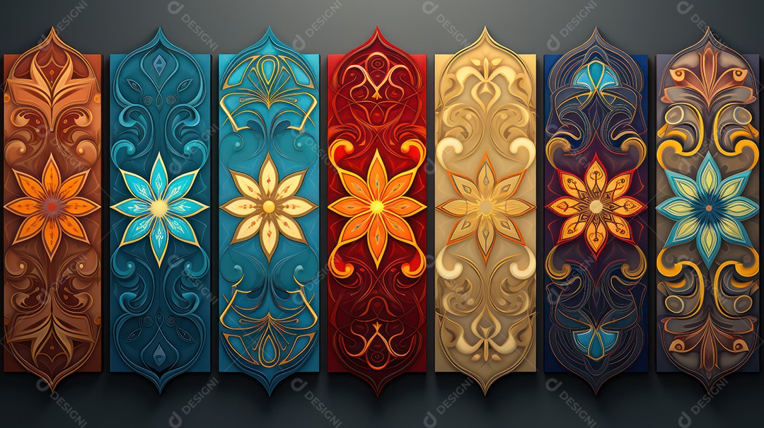 Conjuntos florais abstratos padrão de fundo de flores coloridas para a primavera ou verão. Fundo de padrão islâmico.