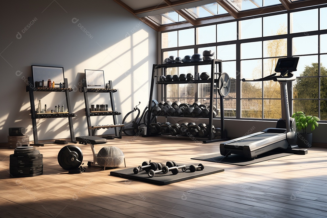 Equipamento para treinamento com ilustração renderizada em 3D IA