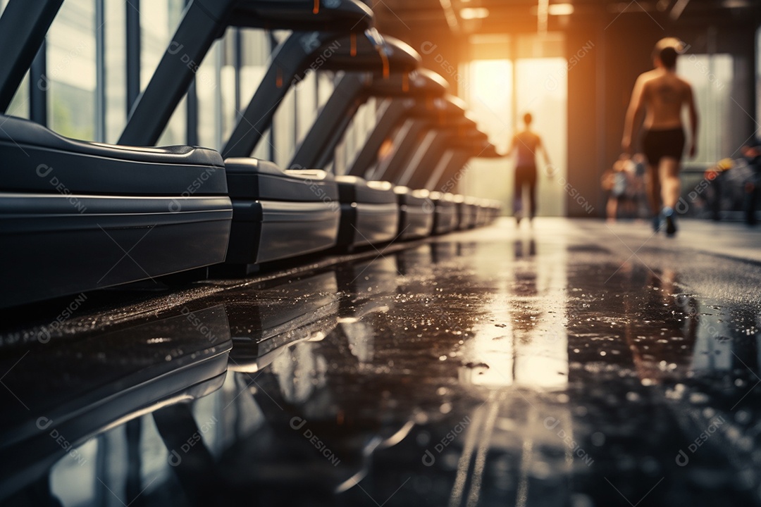 Equipamento para treinamento com ilustração renderizada em fundo amarelo 3D IA