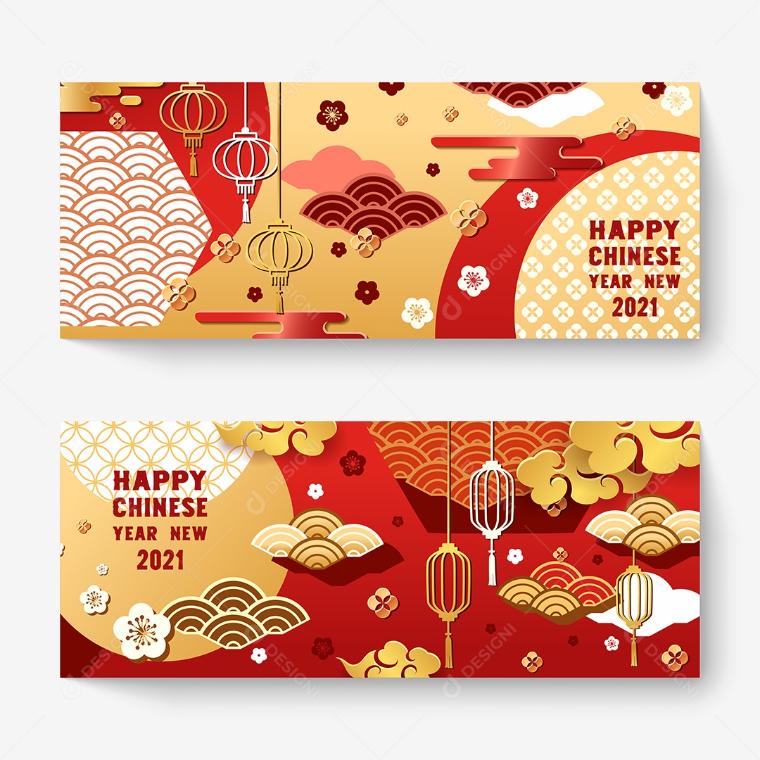 Feliz Ano Novo Chinês Ilustração Vetor EPS