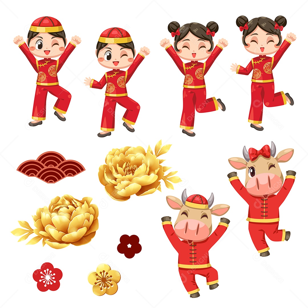 Feliz Ano Novo Chinês Ilustração Vetor EPS