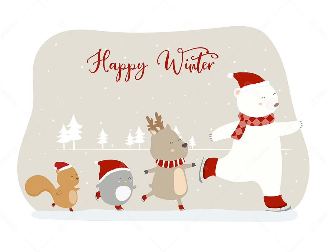 Animais no Festival Inverno Ilustração Vetor EPS