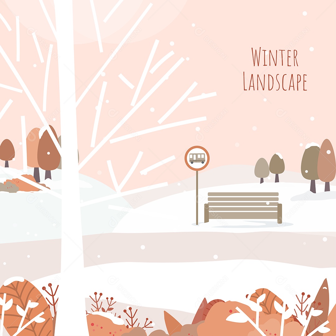 Paisagem de Inverno Ilustração Vetor EPS