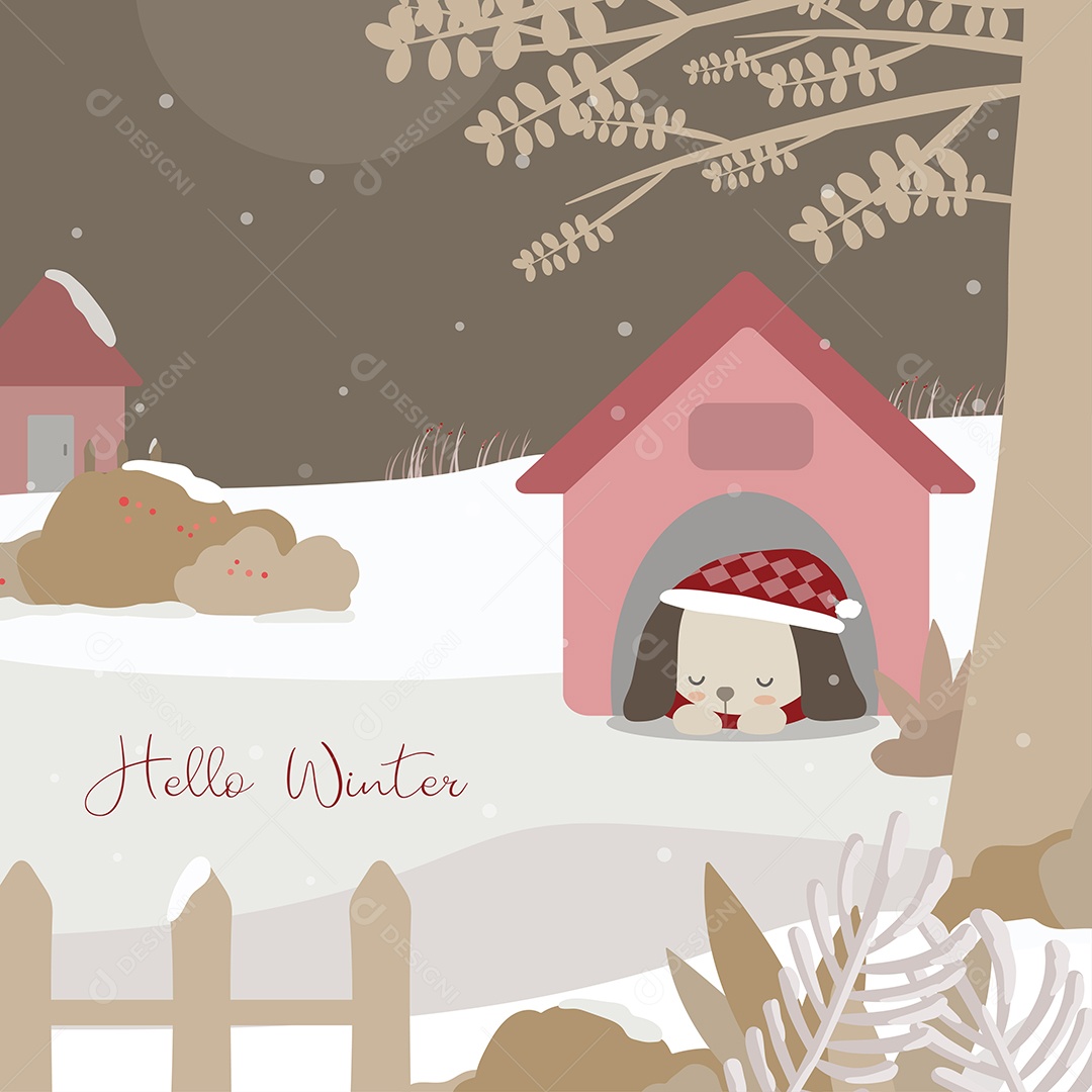 Casa no Meio da Floresta no Inverno Ilustração Vetor EPS