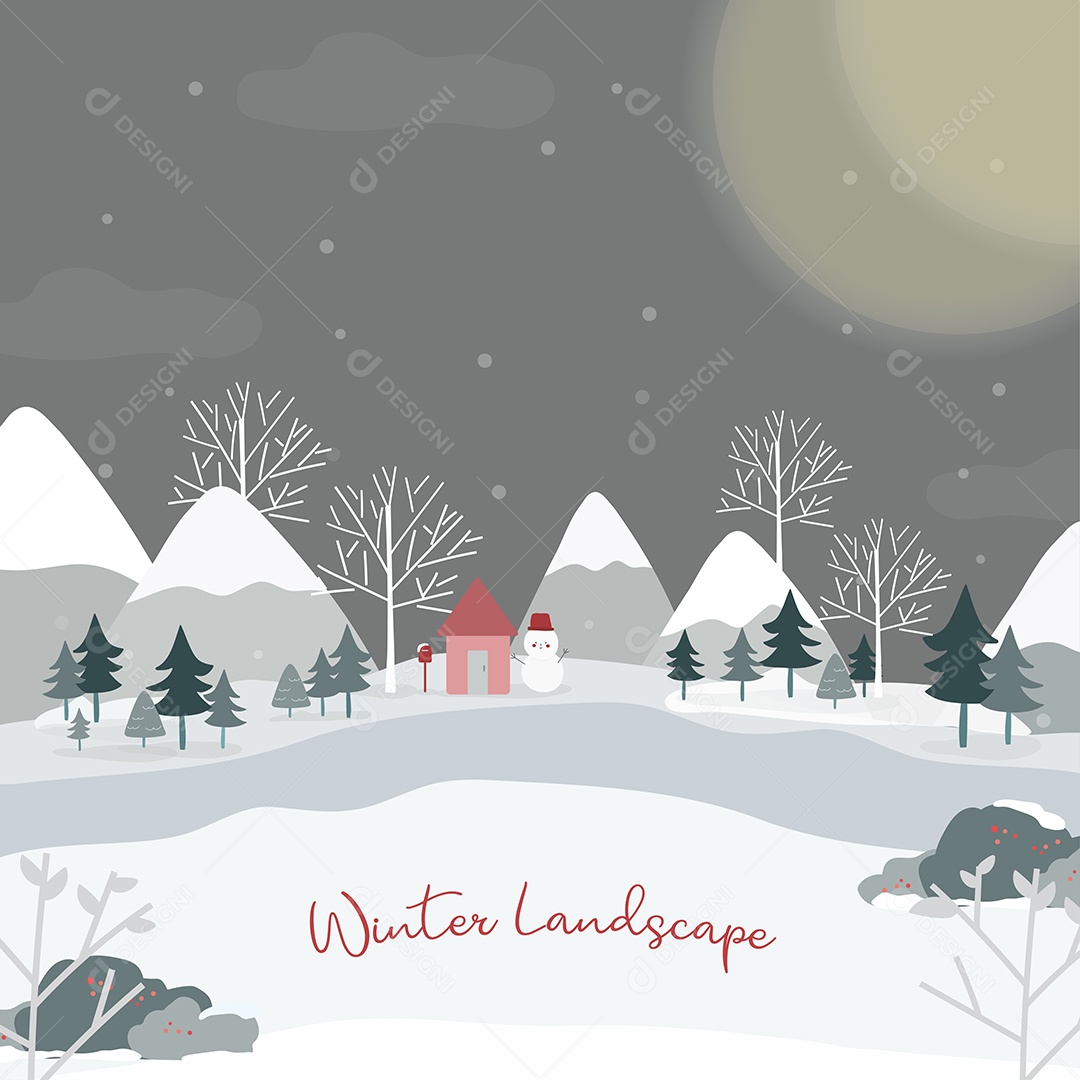 Paisagem de Inverno Ilustração Vetor EPS