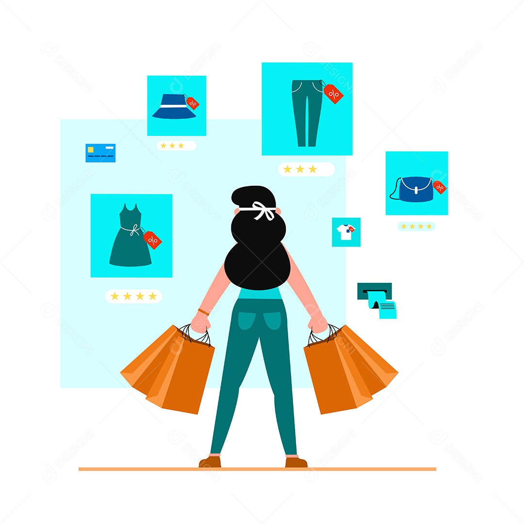 Compras Online Ilustração Vetor EPS