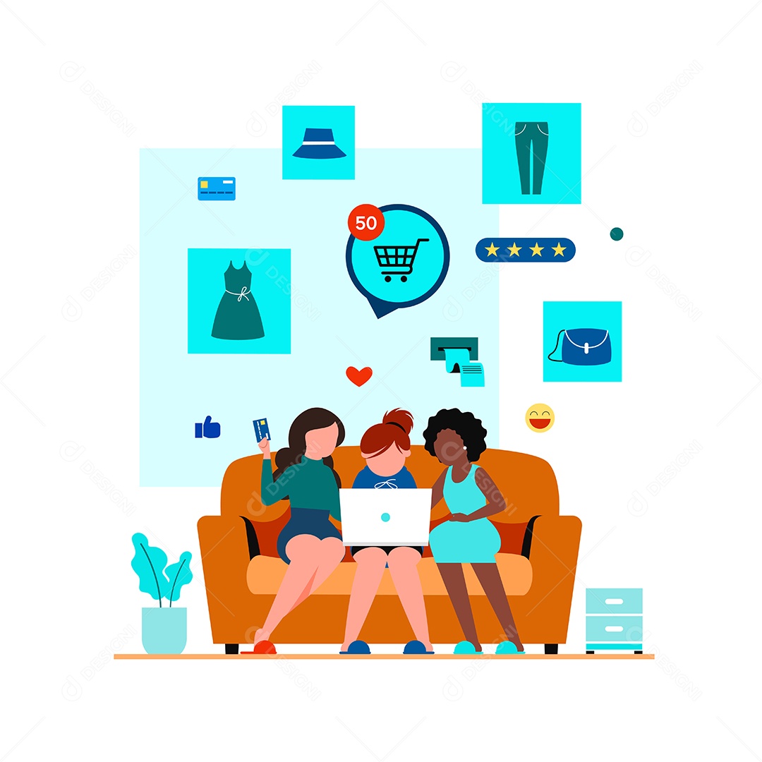 Compras Online Ilustração Vetor EPS