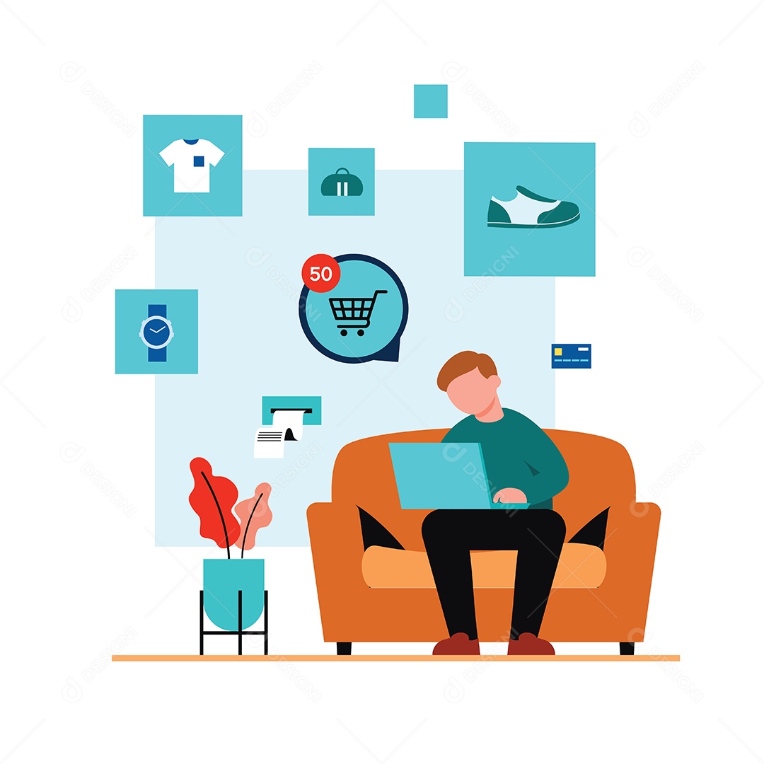 Compras Online Ilustração Vetor EPS