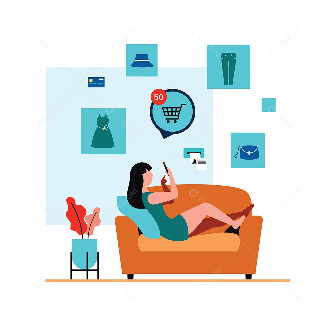 Compras Online Ilustração Vetor EPS