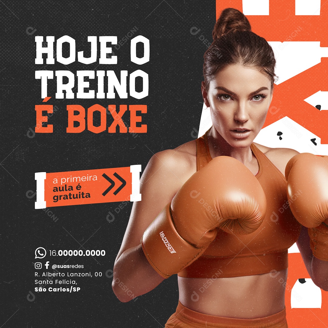 Escola de Lutas Hoje o Treino é Boxe Social Media PSD Editável