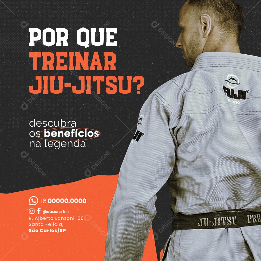 Escola de Lutas Por Que Treinar Jiu Jitsu Social Media PSD Editável