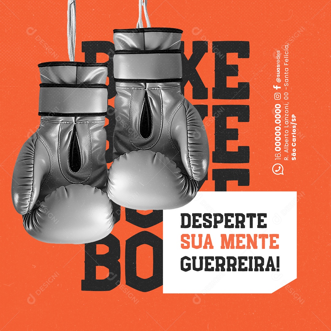 Escola de Lutas Boxe Desperte sua Mente Guerreira Social Media PSD Editável