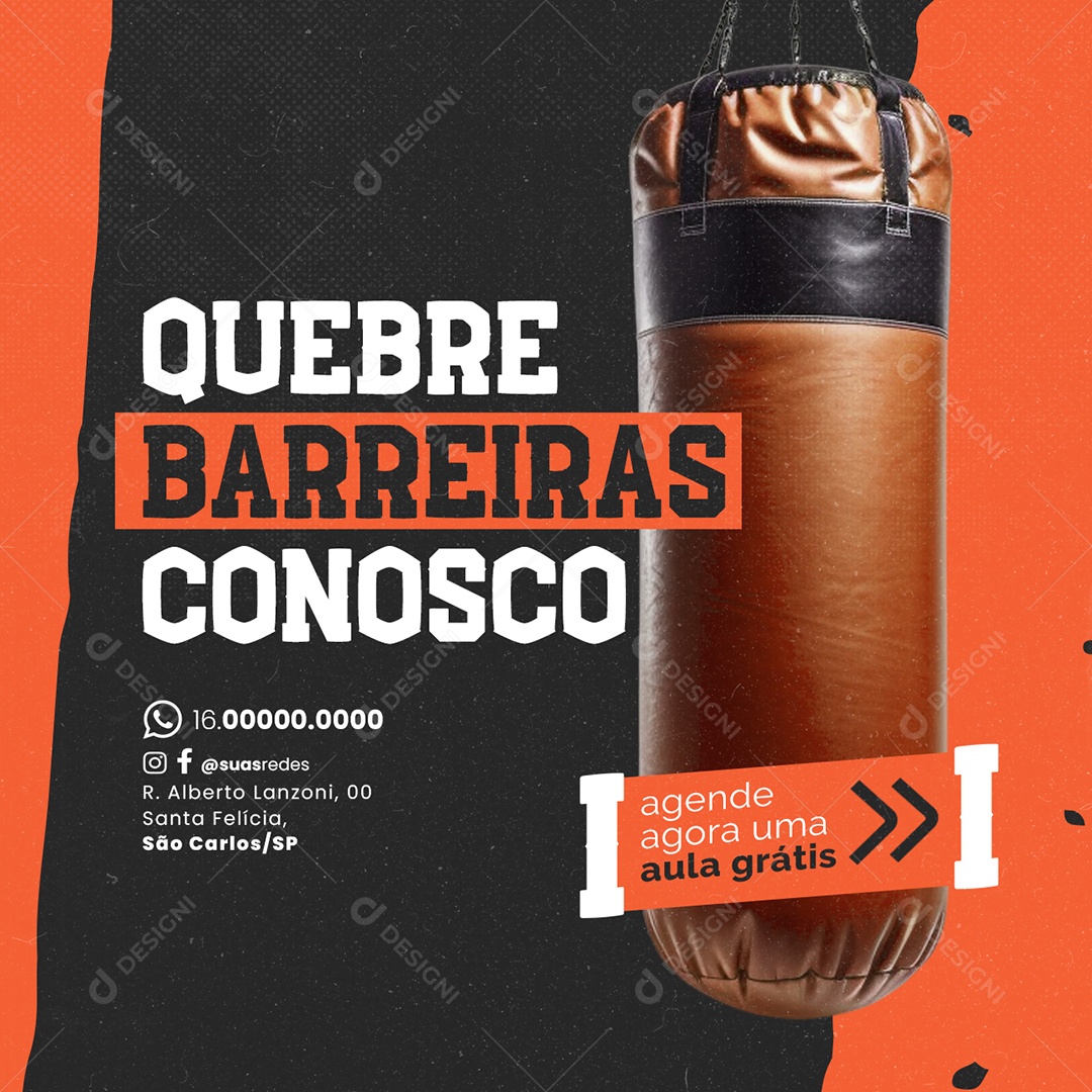 Escola de Lutas Quebre Barreiras Conosco Social Media PSD Editável