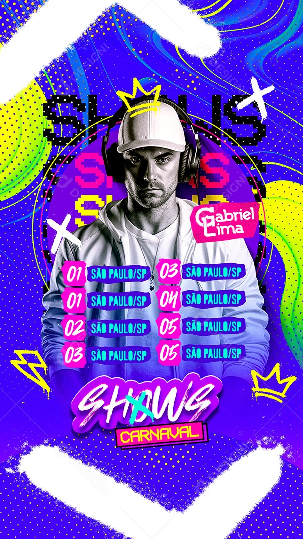 Story Flyer Carnaval Shows Gabriel Lima Social Media PSD Editável