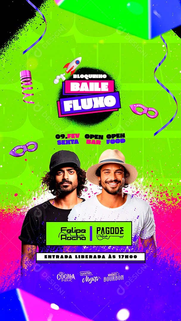 Story Flyer Carnaval Bloquinho Baile Fluxo Felipe Rocha Pagode do Pagode Social Media PSD Editável