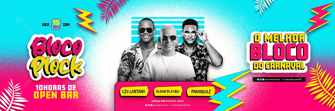 Flyer Banner Bloco Plock Social Media PSD Editável