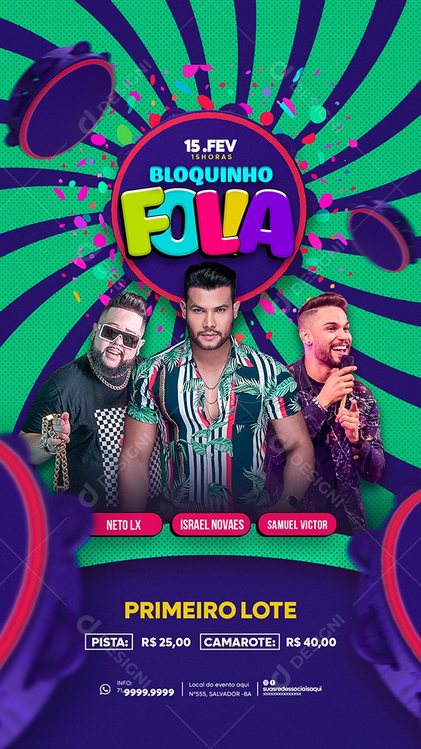 Social Media Flyer Story Bloquinho Folia PSD Editável