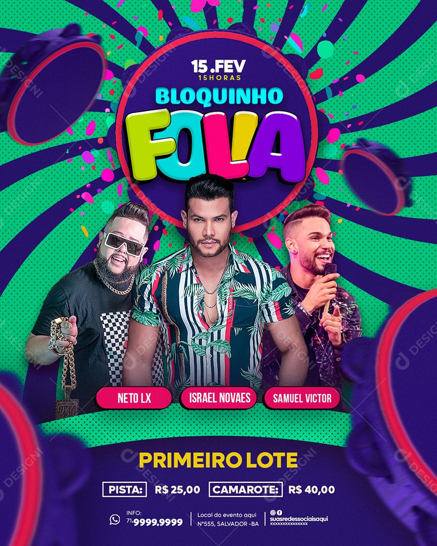 Social Media Flyer Story Bloquinho Folia PSD Editável