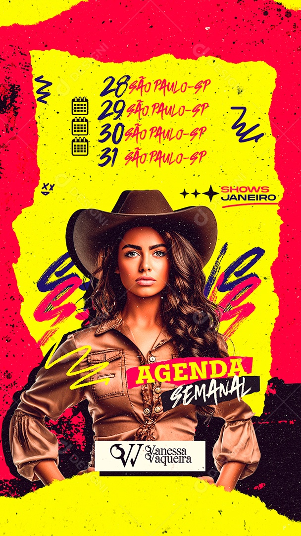 Story Flyer Carnaval Agenda Semanal Vanessa Vaqueira Social Media PSD Editável