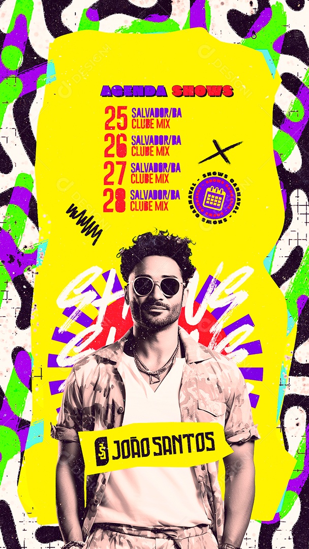 Story Flyer Carnaval Agenda Shows João Santos Social Media PSD Editável