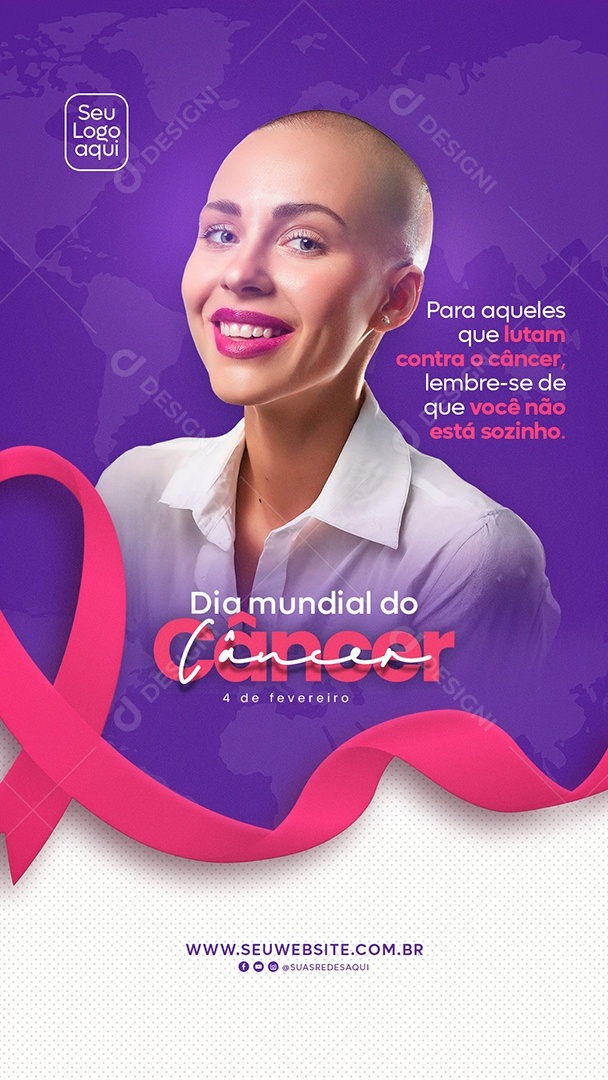 Social Media Story Dia Mundial Do Câncer Você Não Está Sozinho PSD Editável