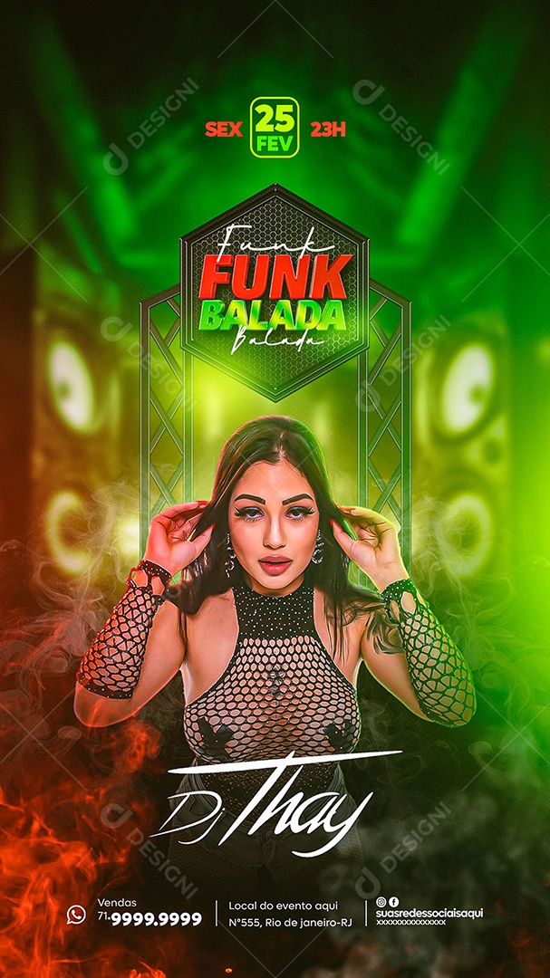 Flyer Story Funk Balada Dj Thay Social Media PSD Editável