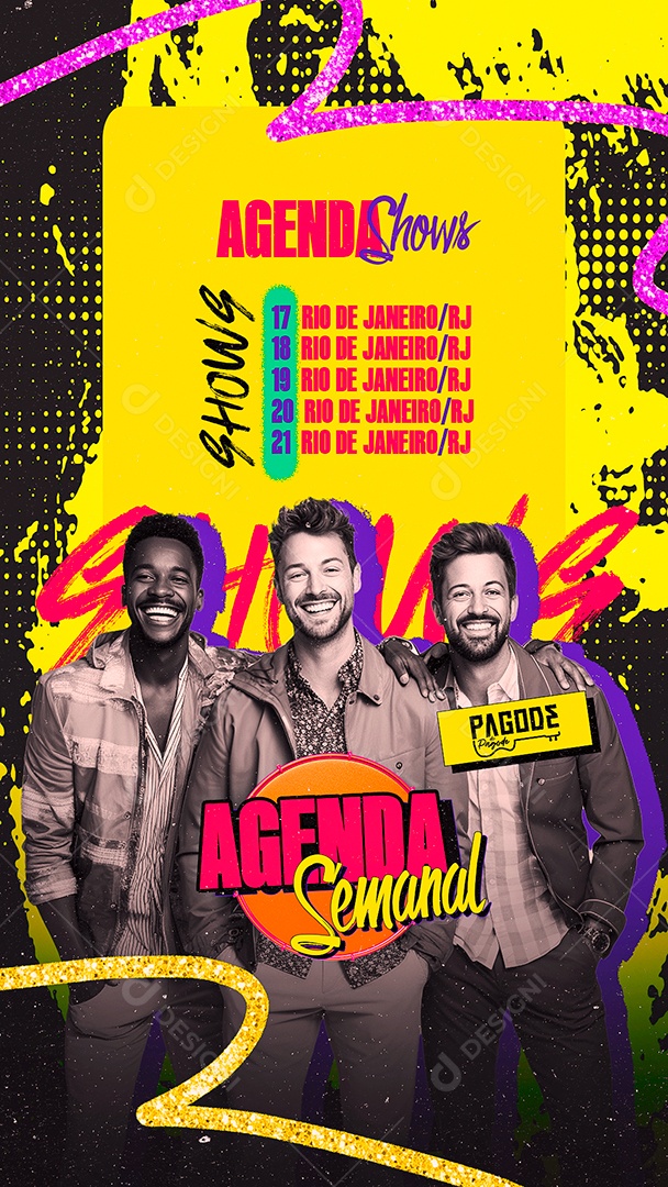 Story Flyer Carnaval Agenda Shows Pagode do Pagode Agenda Semanal Social Media PSD Editável
