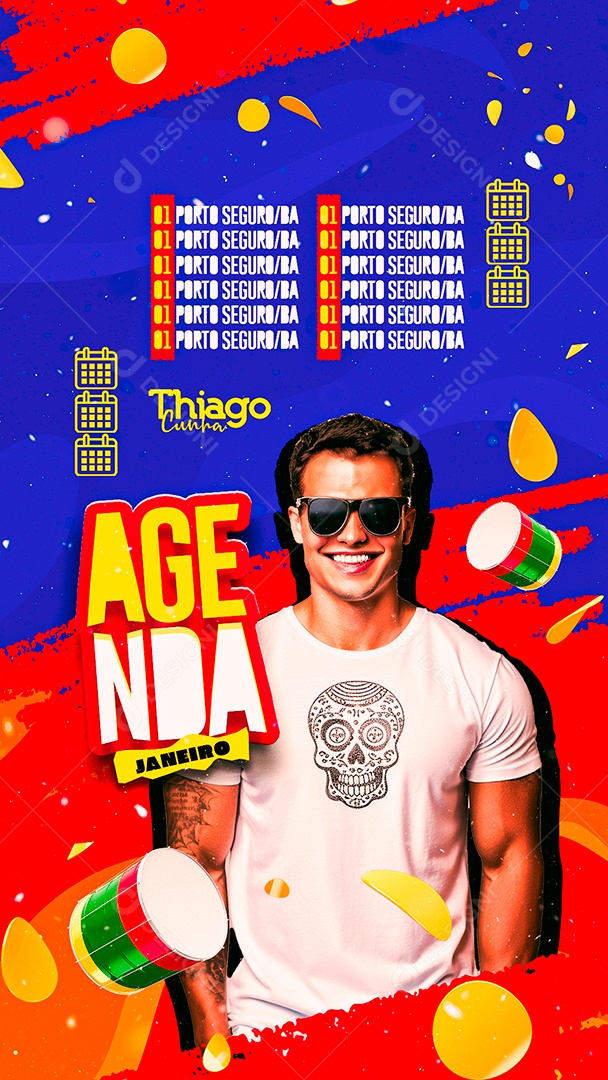 Story Flyer Carnaval Thiago Cunha Agenda Janeiro Social Media PSD Editável
