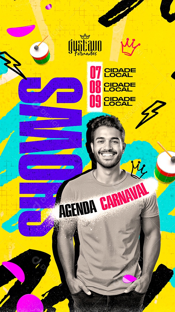 Story Flyer Carnaval Gustavo Fernades Agenda Carnaval Social Media PSD Editável