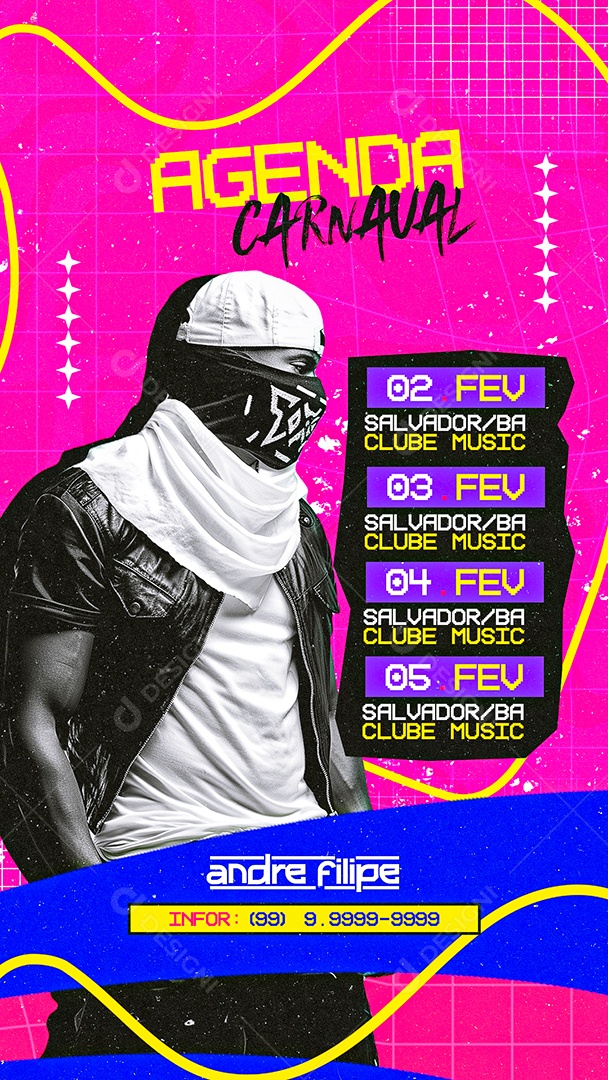 Story Flyer Carnaval Agenda Andre Filipe Social Media PSD Editável