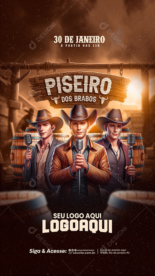 Social Media Flyer Story Piseiro Dos Brabos PSD Editável