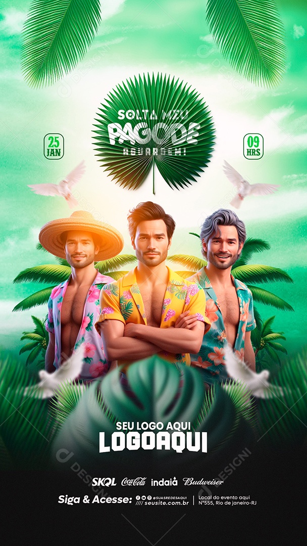 Social Media Flyer Story Solta Meu Pagode Aguardem PSD Editável