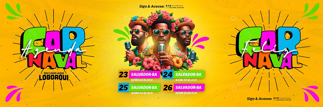 Social Media Flyer Banner Agenda Carnaval PSD Editável