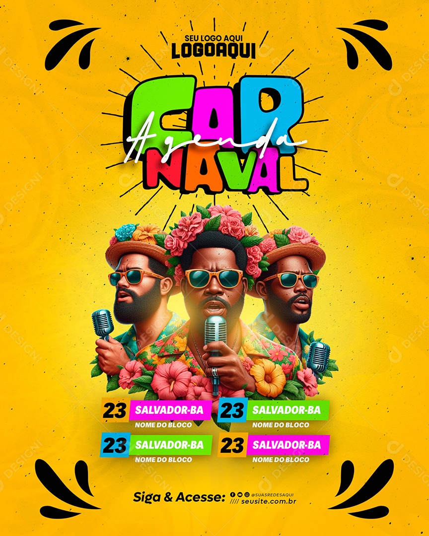 Flyer Story Agenda Carnaval Social Media PSD Editável