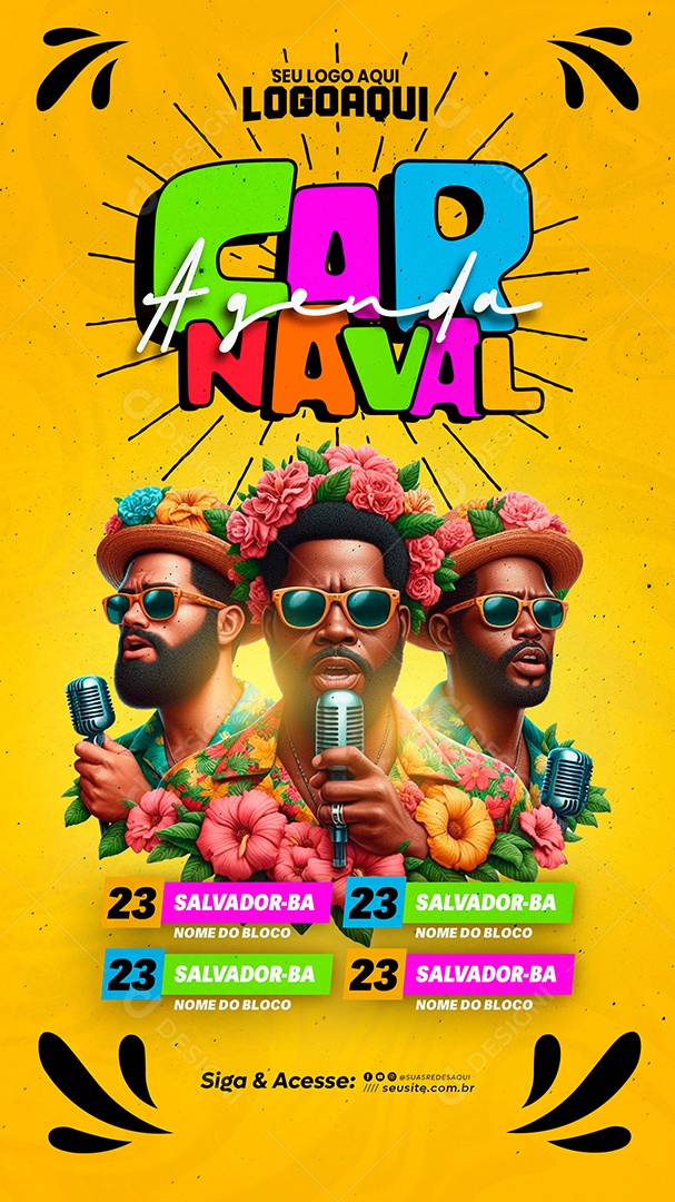 Flyer Story Agenda Carnaval Social Media PSD Editável