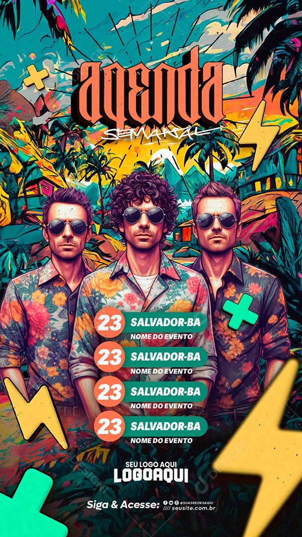 Flyer Story Agenda Semanal Social Media PSD Editável